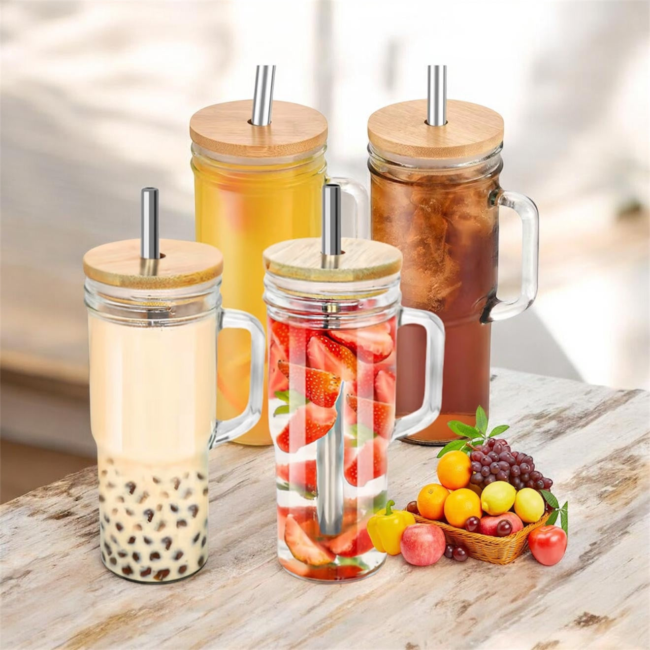 650ml hot and cold glass tumbler