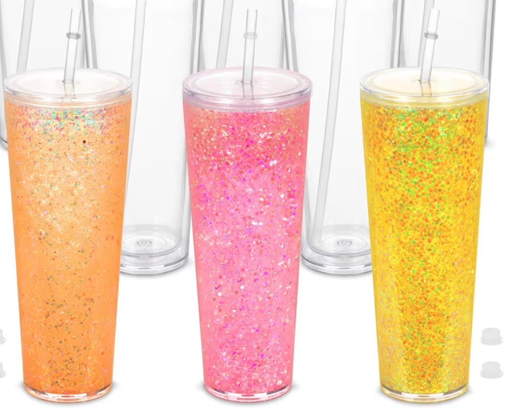 24oz acrylic double walled snowglobe tumbler