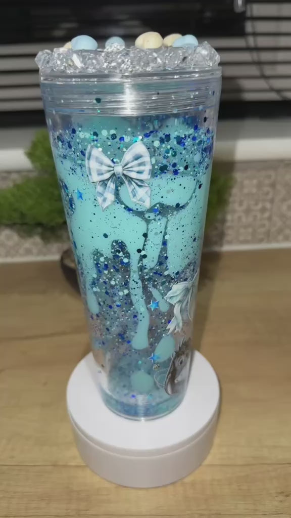 24oz acrylic double walled snowglobe tumbler